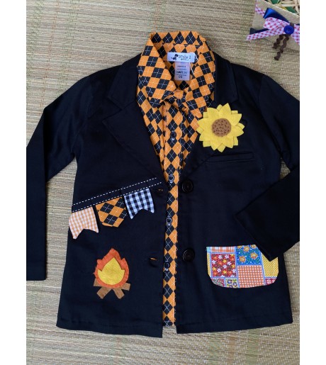  Blazer Preto Delegado Junino + Camisa