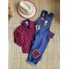 Conjunto Jardineira Junina Camisa Xadrez 