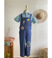 Conjunto caipira Jardineira e camisa xadrez
