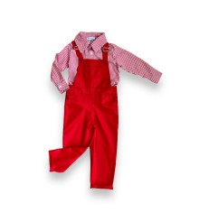 Conjunto Jardineira Camisa Xadrez
