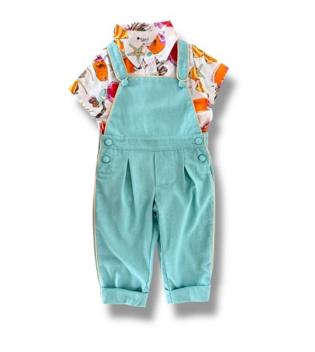 Conjunto Jardineira Fundo do Mar 